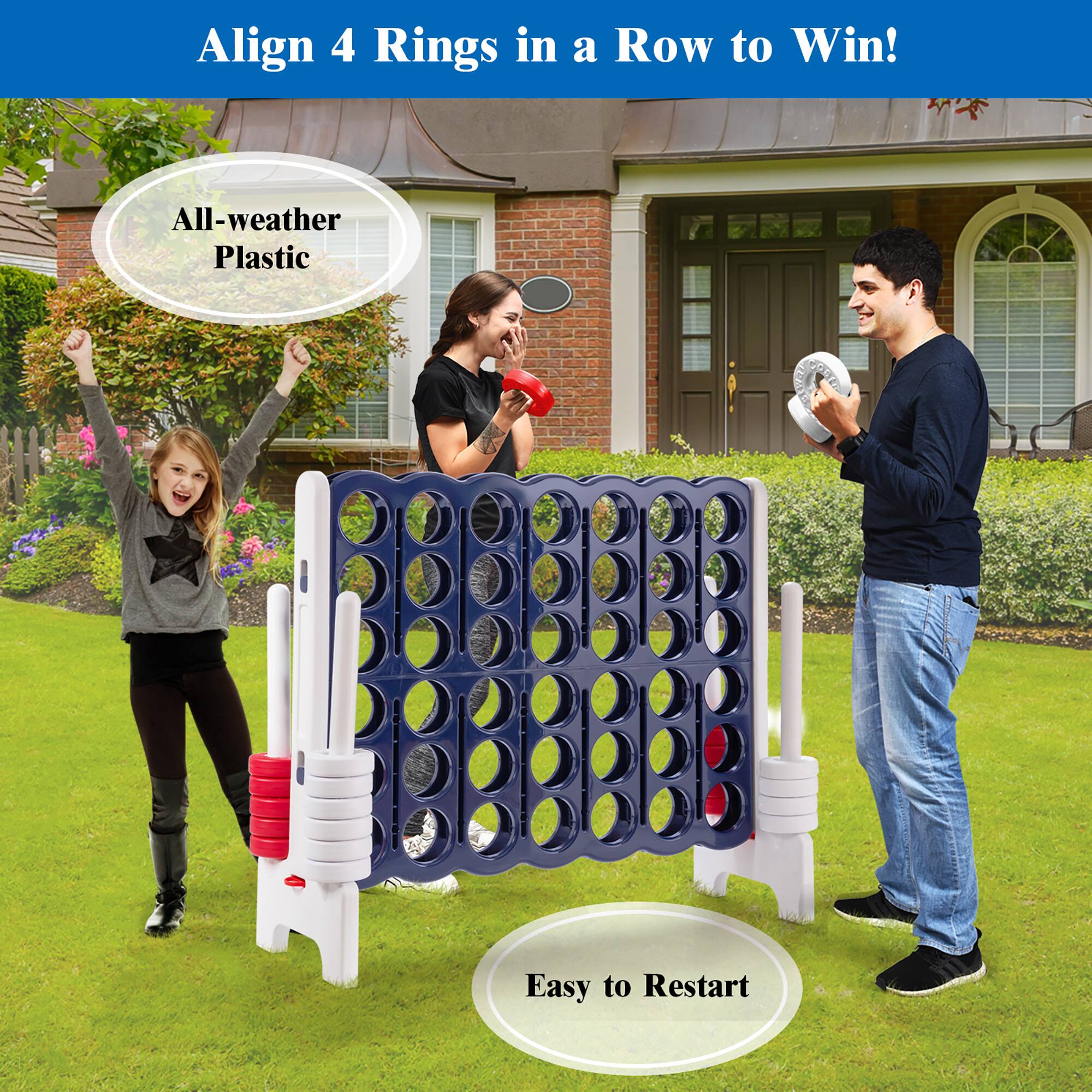Align 4 Rings in a Row to Win! All-weather Plastic Easy to Restart