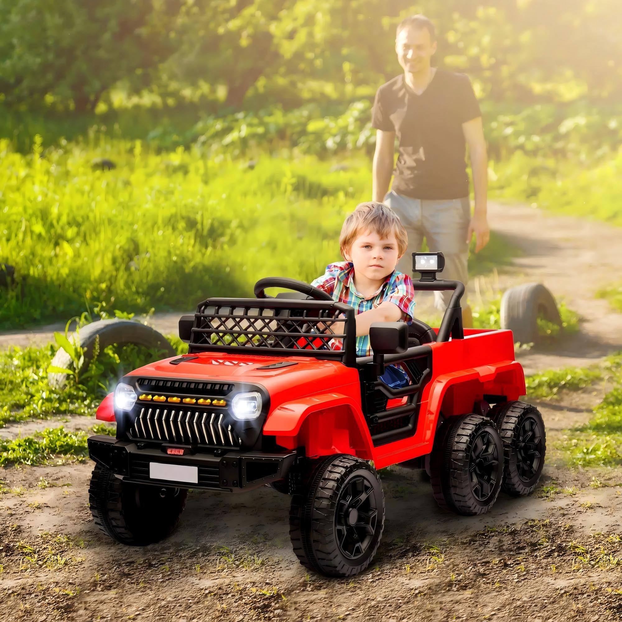 Angle. HONGGE - Kids 12V Electric Ride On Car with Switchable Drive Modes Parent Remote for Ages 3 to 8.