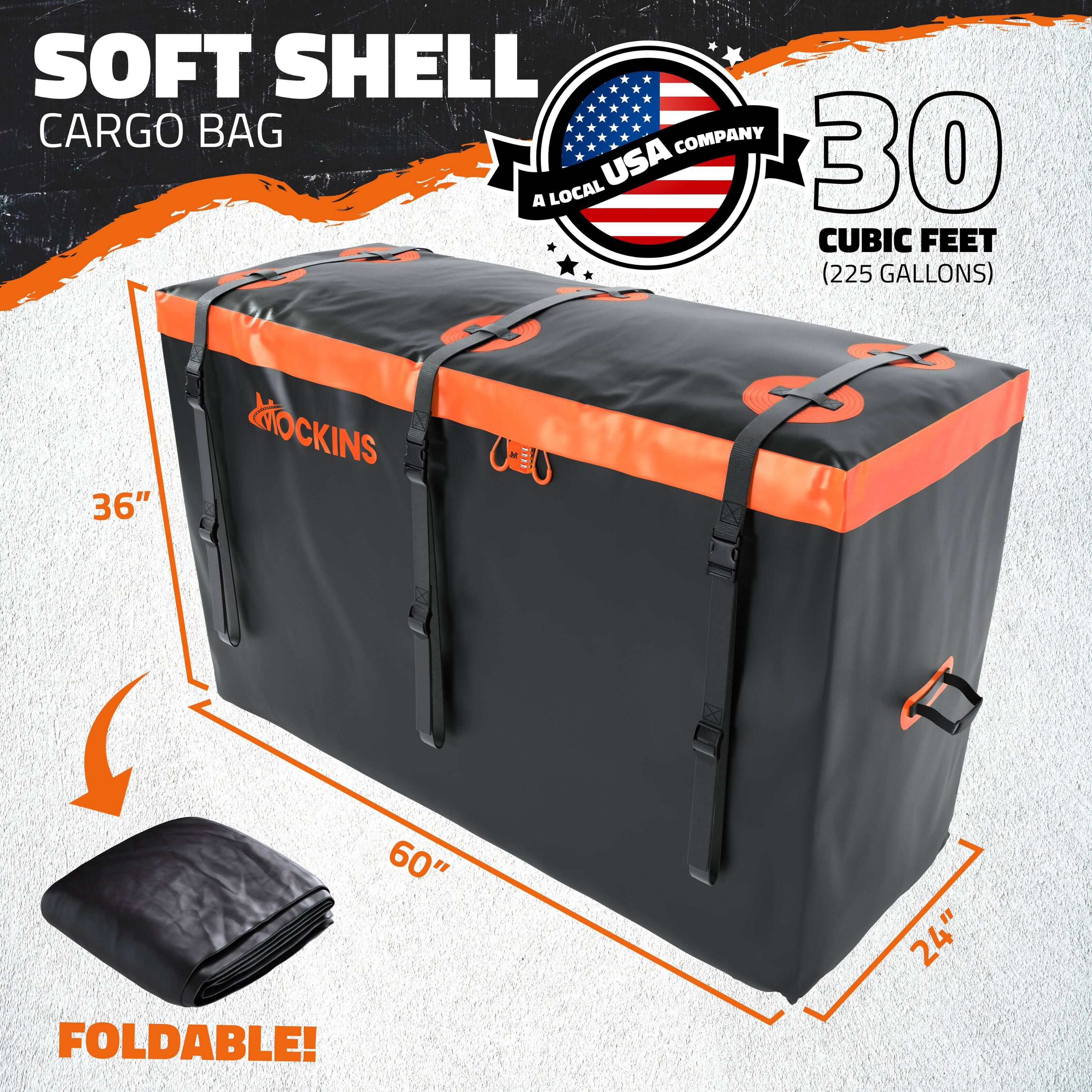 SOFT SHELL CARGO BAG

A LOCAL USA COMPANY

30 CUBIC FEET (225 GALLONS)

36" x 60" x 24"

FOLDABLE!