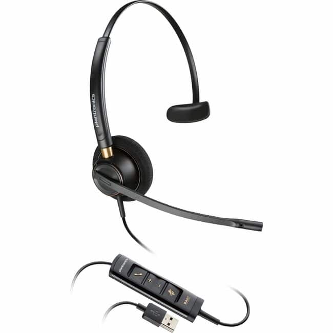 HP - Poly EncorePro 515 Microsoft Teams Certified Monoaural with USB-A Headset - Mono - USB Type A - Wired - Over-the-head, O - Black