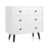 Front. Costway - Costway 4 Drawers Dresser Chest of Drawers Free Standing Sideboard Cabinet - White.