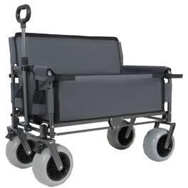 Mondawe - 3-in-1 500lbs Convertible Folding Wagon Utility Carts - Bench Seat w/ 180L Capacity, All-Terrain Wheels - Gray