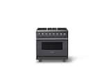 Front. Viking - 36 in. Wide 6 Burner Pro 5 Series 5.6 Cu. Ft. Freestanding Sealed LP Dual Fuel Convection Range - Cast Black - Cast Black.