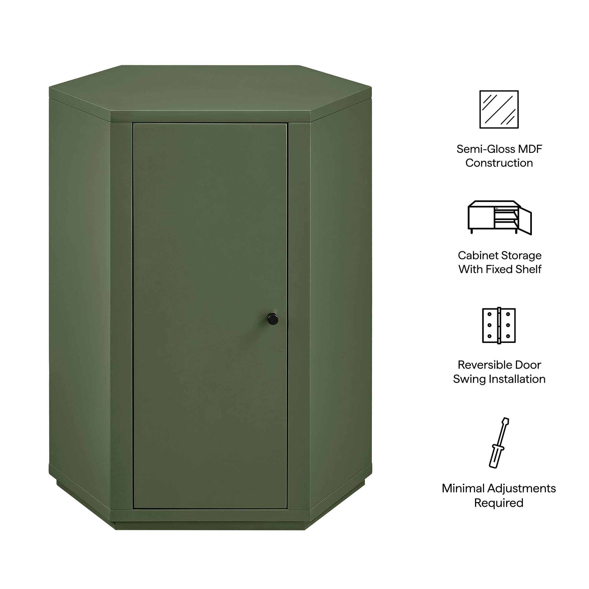 Semi-Gloss MDF Construction Cabinet Storage With Fixed Shelf Reversible Door Swing Installation Minimal Adjustments Required