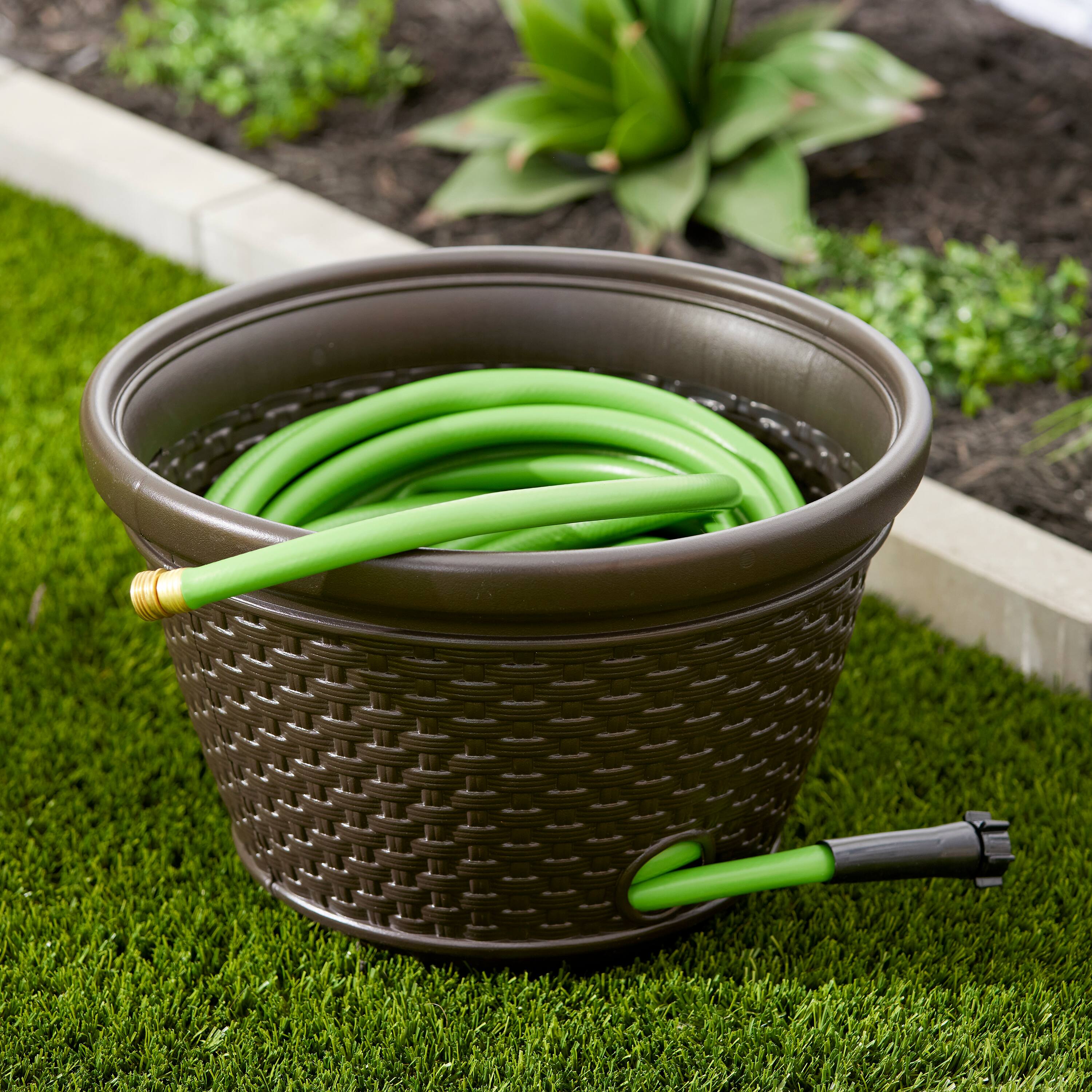 Alt View 2. Suncast - Suncast 100 Foot Resin Wicker Garden Water Hose Storage Holder Pot (2 Pack).