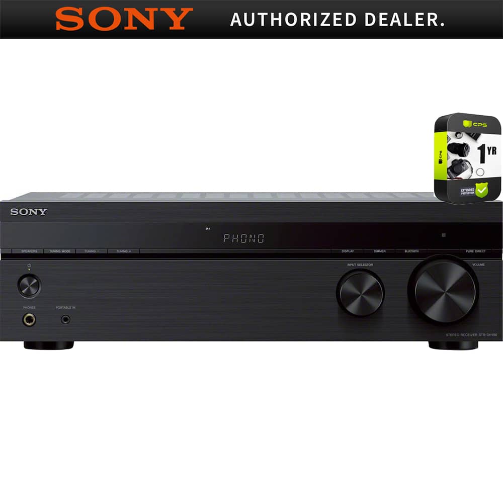 Sony - STRDH190 2-Ch Stereo Receiver w/ Phono Inputs & Bluetooth +Warranty Bundle