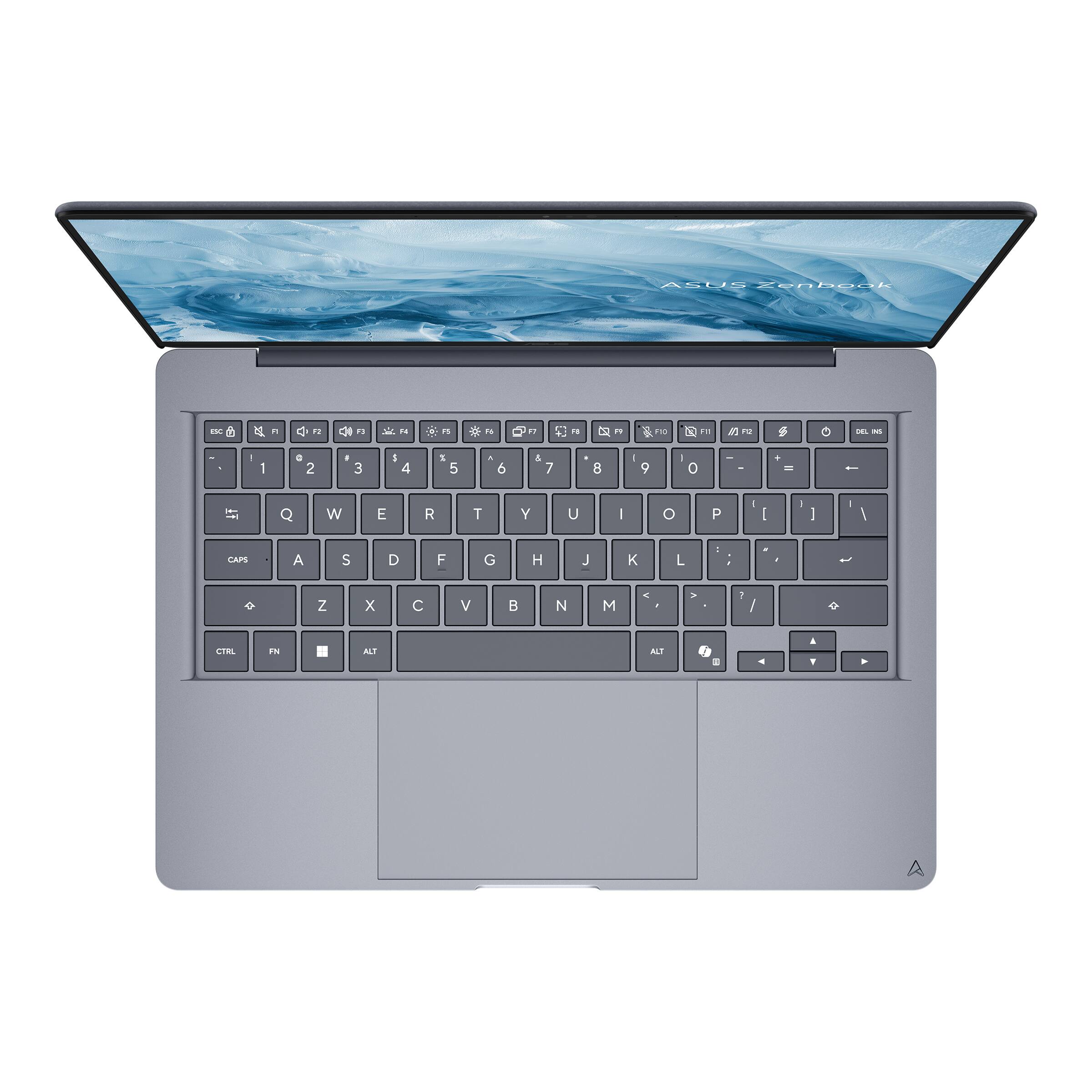 ASUS Zenbook

ESC
F1
F2
F3
F4
F5
F6
F7
F8
F9
F10
F11
F12
DEL INS

1
2
3
4
5
6
7
8
9
0
-
=

Q
W
E
R
T
Y
U
I
O
P
[ ]
\

CAPS
A
S
D
F
G
H
J
K
L
;
'

Z
X
C
V
B
N
M
,
.

CTRL
FN
ALT
ALT