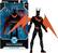 The image features a DC Multiverse Batman Beyond action figure. The figure is wearing a black and red costume and is holding a weapon. The figure is posed in a dynamic stance, showcasing its articulated limbs and accessories. The action figure is displayed in a box, which is designed to protect and showcase the toy. The packaging highlights the figure's unique features and the DC Multiverse branding.