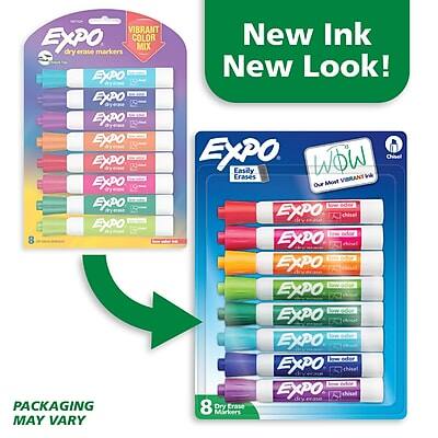 VIBRANT EXPO COLOR MIX dry erase markers  
EXPO EXPO EXPO EXPO EXPO EXPO EXPO EXPO  
8 PACKAGING MAY VARY  
New Ink New Look!  
EXPO WOW  
Cisel Easily Erases  
VIBRANT  
Our Most Loved  
EXPO EXPO EXPO EXPO Low EXPO EXPO  
So EXPO EXPO dry 8 Dry Erase Markers