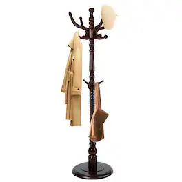 Chateau Abodes - Solid Wood Coat Rack, Free Standing Hall Coat Tree with 11Hooks, 2 Height Options, 270lbs Load, Stury Base - Dark Brown