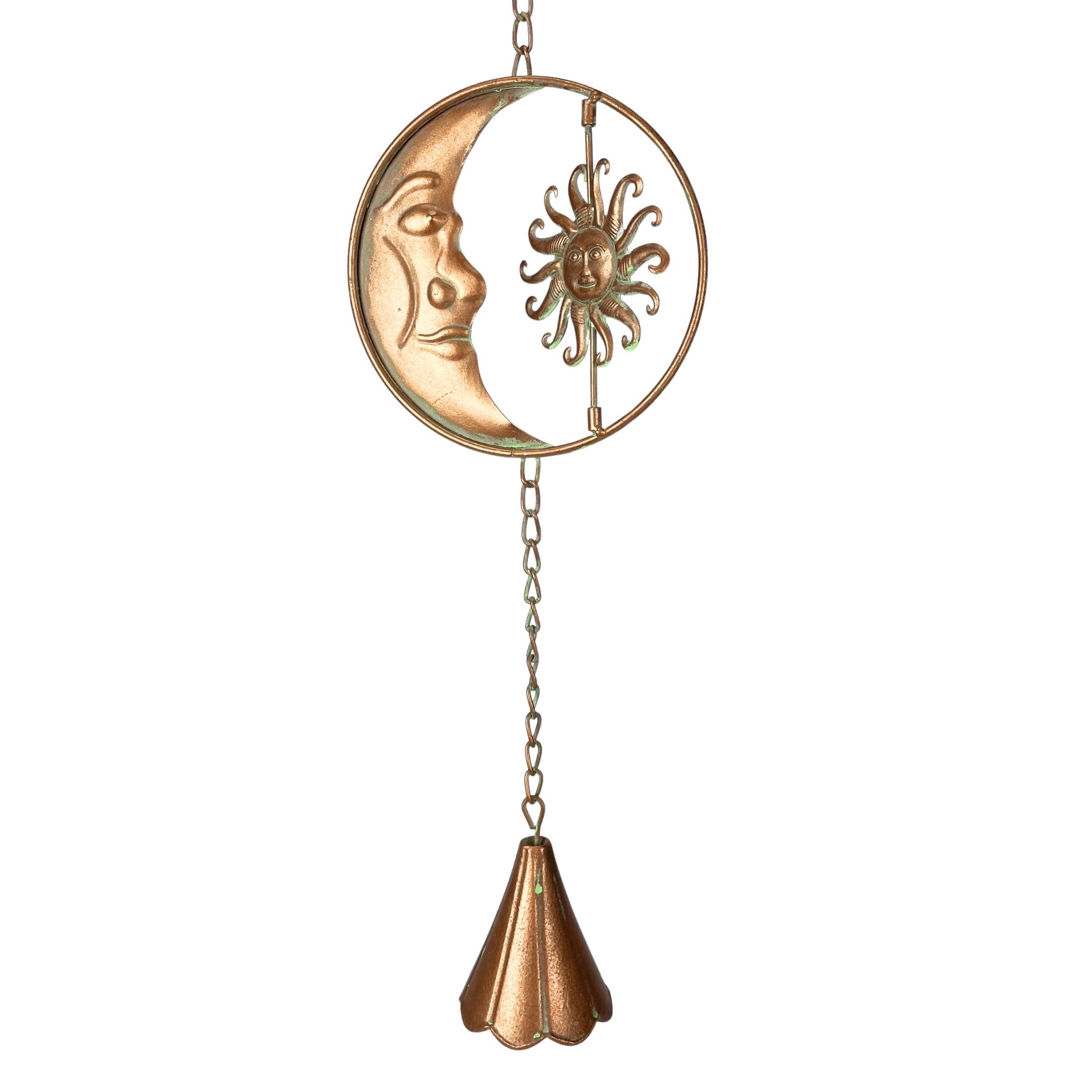 Alt View 9. Things2Die4 - 80-Inch Metal Rain Chain - 6 Celestial Crescent Moon & Suns, Bronze Finish - Copper.