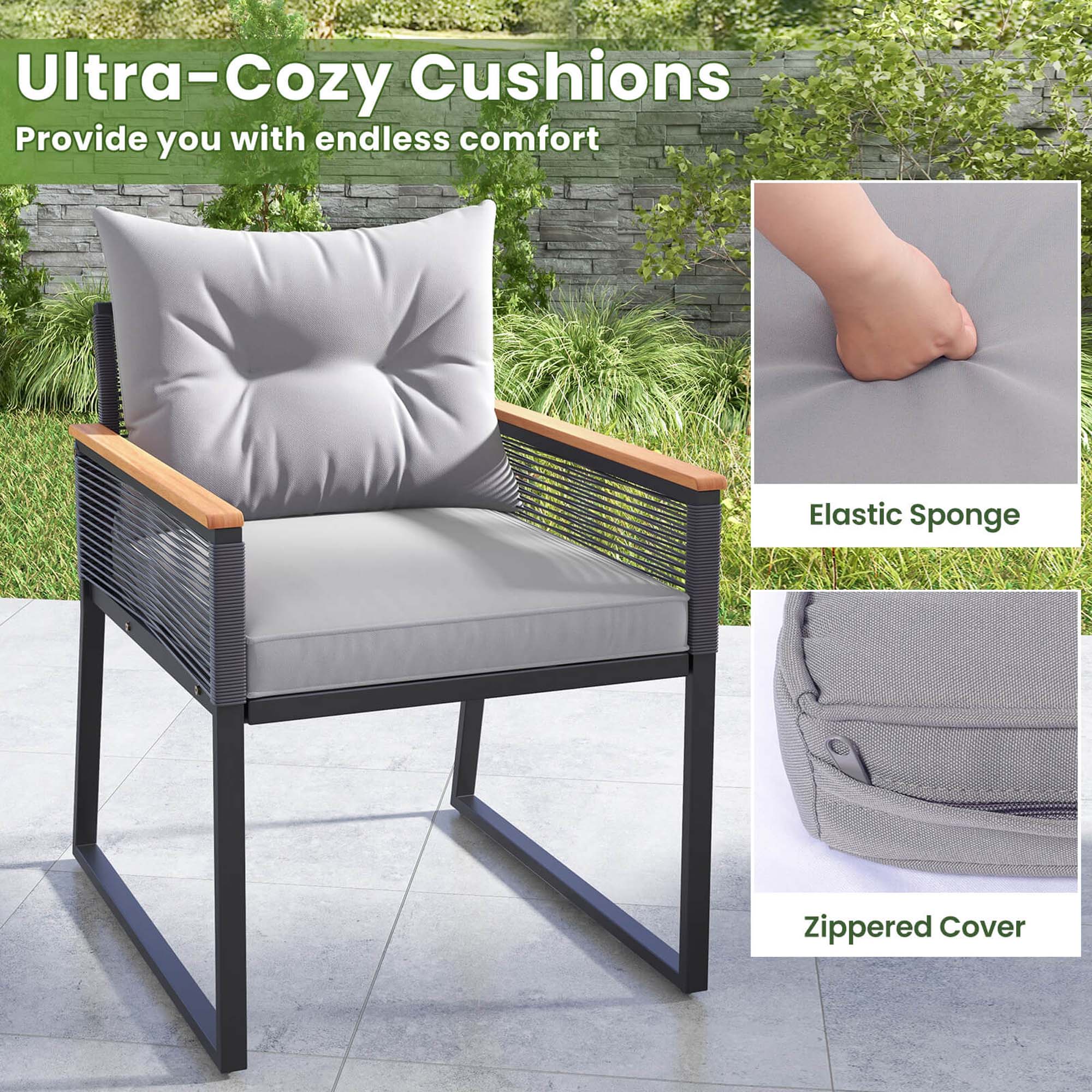 Ultra-Cozy Cushions, Provide you with endless comfort, Elastic Sponge, Zippered Cover