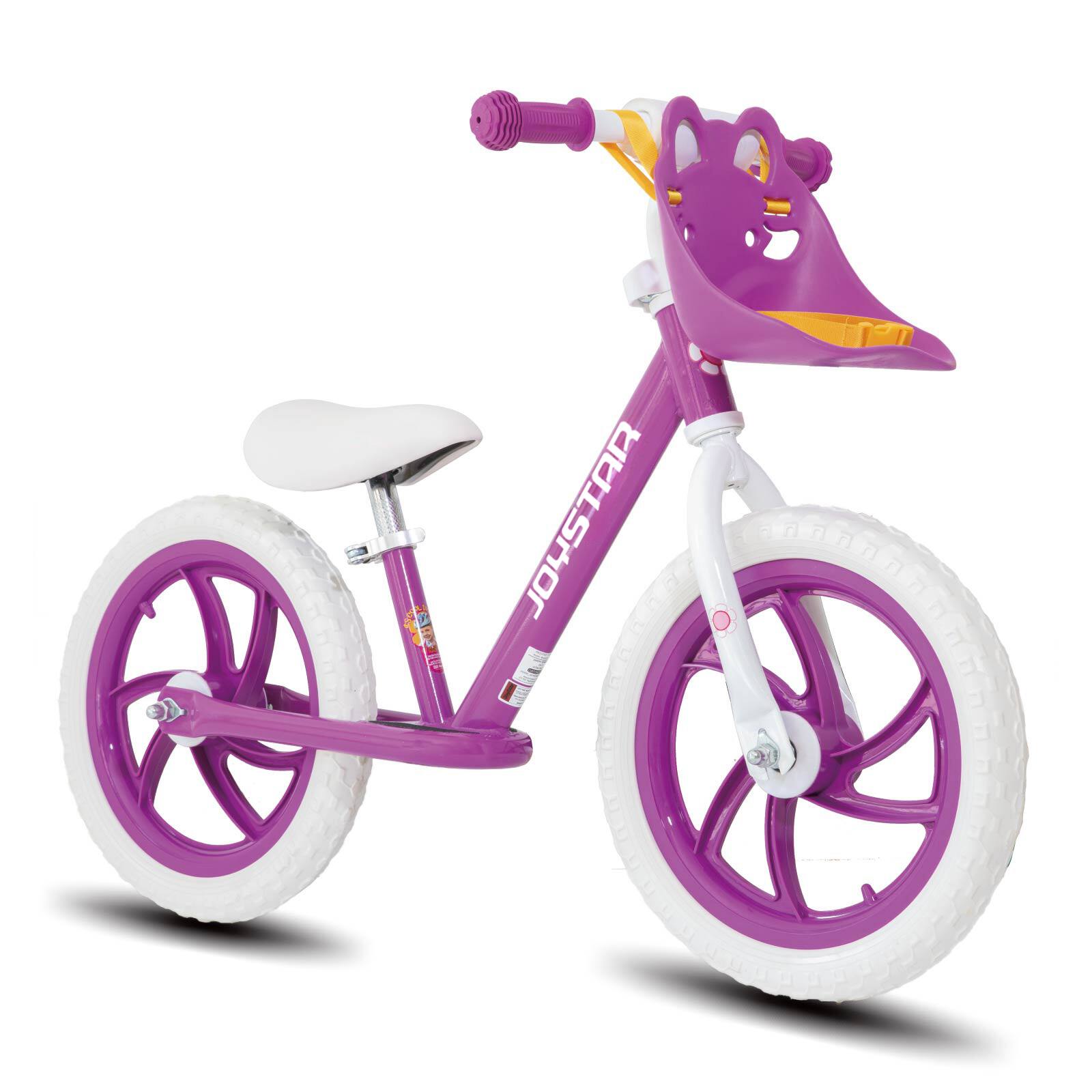 Front. JOYSTAR - JOYSTAR Roadster 14" Kids Balance Bike for Boys Girls Ages 4-6, Toddler Balance Bikes with Footrest & Doll Seat, Purple - Purple.