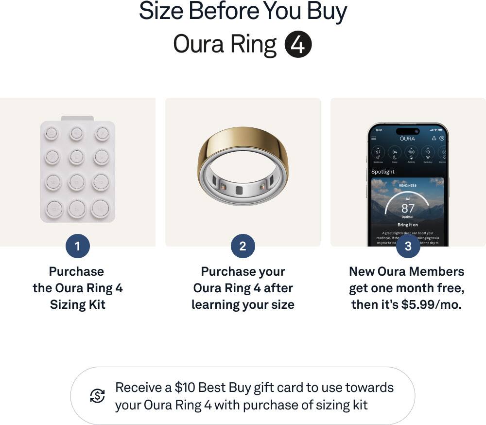 Alt View 12. Oura - Oura Ring 4 - Smart Ring - Size Before You Buy with Oura Ring 4 Sizing Kit - Size 15 - Gold.