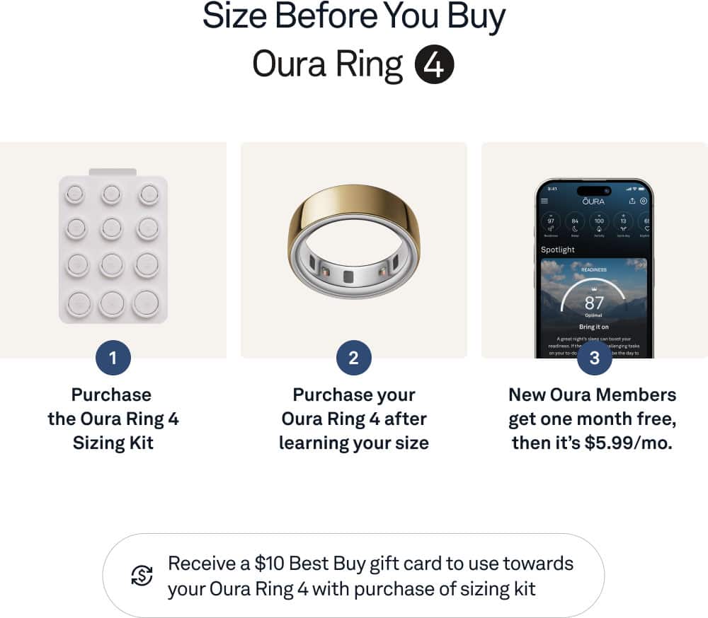 Alt View 12. Oura - Oura Ring 4 - Smart Ring - Size Before You Buy with Oura Ring 4 Sizing Kit - Size 4 - Gold.