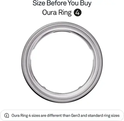 Oura Ring 4 - Smart Ring - Size Before You Buy with Oura Ring 4 Sizing Kit - Size 6 - Silver