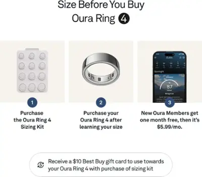Oura Ring 4 - Smart Ring - Size Before You Buy with Oura Ring 4 Sizing Kit - Size 6 - Silver