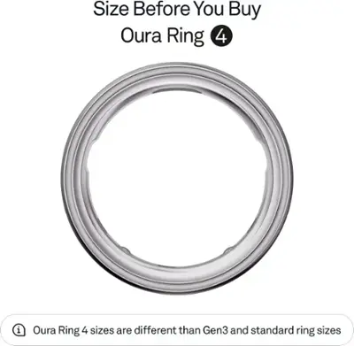 Oura Ring 4 - Smart Ring - Size Before You Buy with Oura Ring 4 Sizing Kit - Size 4 - Silver
