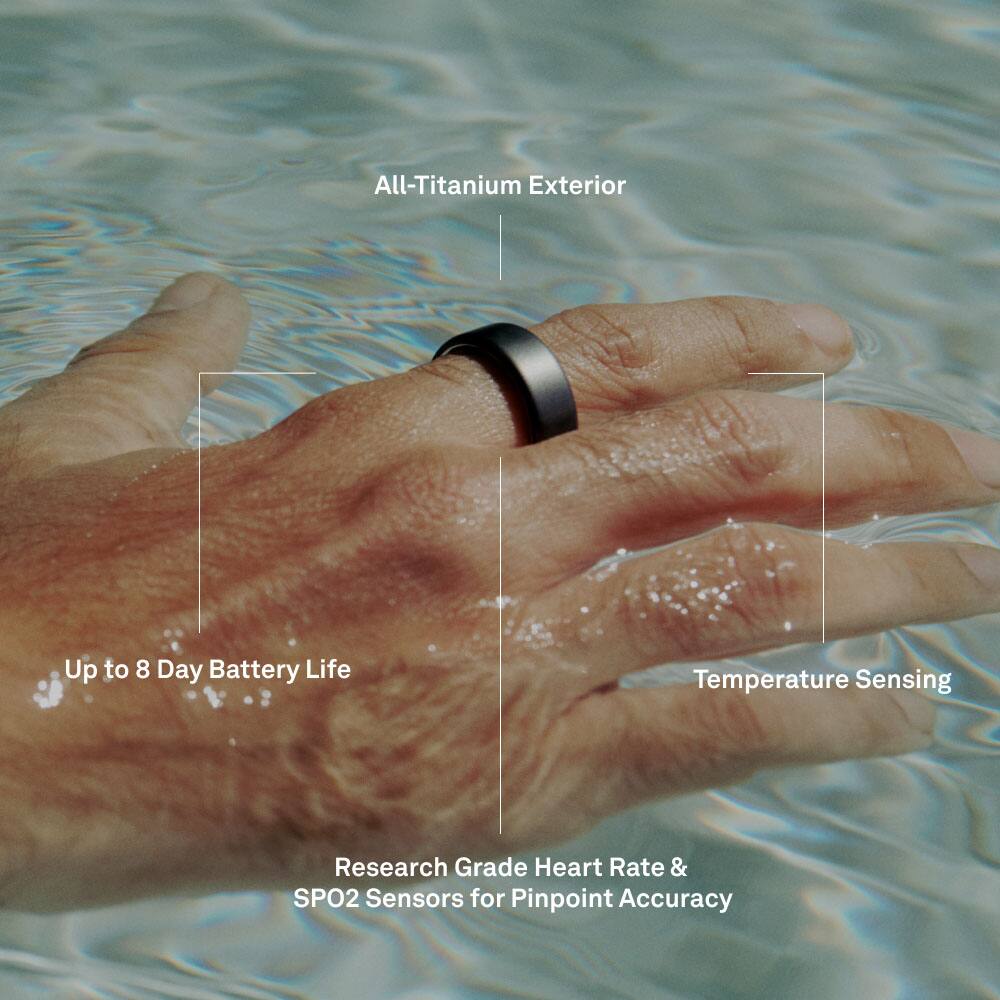 Alt View 18. Oura - Oura Ring 4 - Smart Ring - Size Before You Buy with Oura Ring 4 Sizing Kit - Size 4 - Silver.
