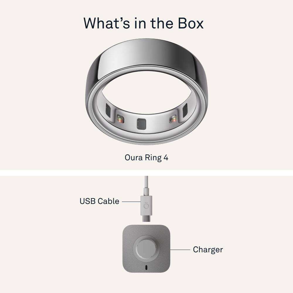 Alt View 17. Oura - Oura Ring 4 - Smart Ring - Size Before You Buy with Oura Ring 4 Sizing Kit - Size 12 - Silver.