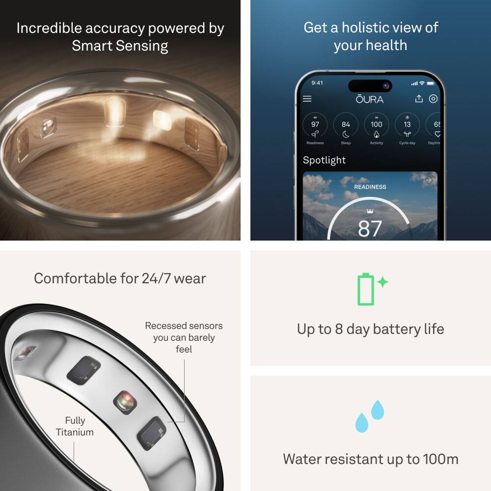 Alt View 14. Oura - Oura Ring 4 - Smart Ring - Size Before You Buy with Oura Ring 4 Sizing Kit - Size 8 - Stealth.