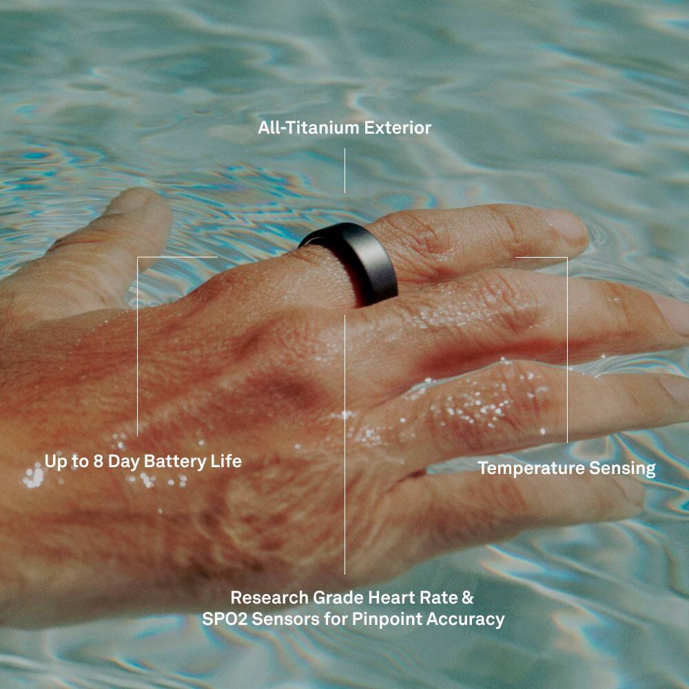 Alt View 18. Oura - Oura Ring 4 - Smart Ring - Size Before You Buy with Oura Ring 4 Sizing Kit - Size 9 - Brushed Silver.