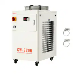 VEVOR - Industrial Water Chiller, 17,060 BTU/h, Industrial Water Cooler Cooling System with Compressor, 3.96 Gal Tank Capacity - White