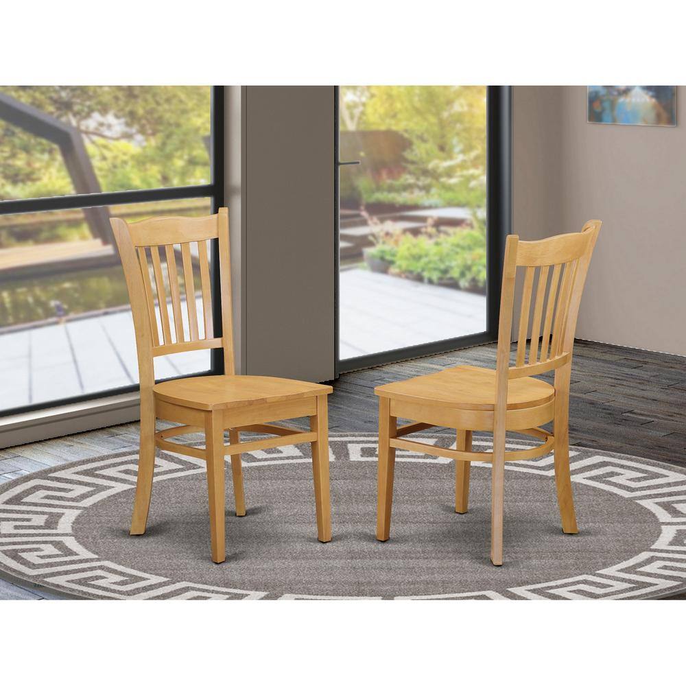 Left. East West Furniture - East West Furniture DMGR5-OAK-W 5 Piece Table and Chairs Dining Set - Oak Wood Dining Table and 4 Oak Wooden Dining - Oak.