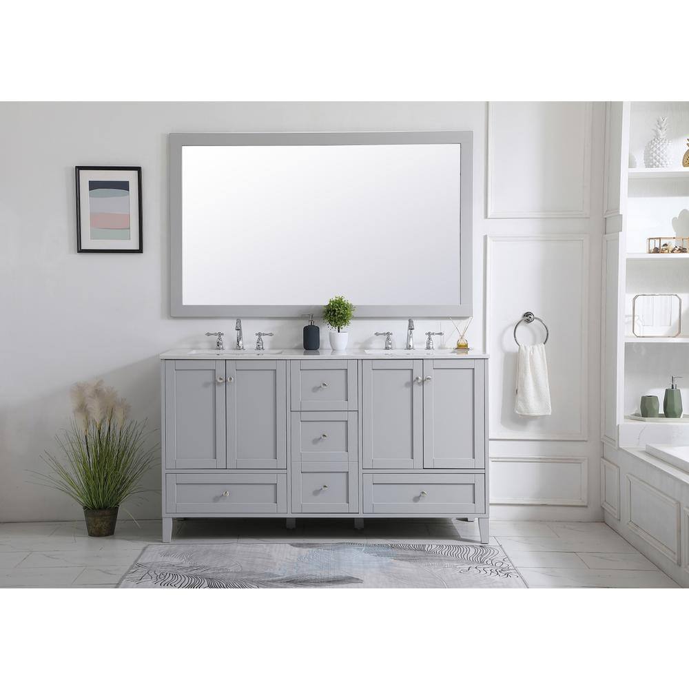 Alt View 4. Elegant Decor - Aqua rectangle vanity mirror 60 inch in Grey - Grey.