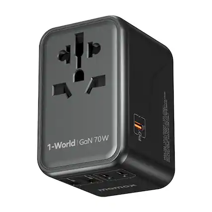 1-World | GaN 70W
INPUT: 100-250V~ 50/60Hz 0.3A
OUTPUT: USB-C PD 500W MAX
USB-C: 5V/3A, 9V/3A, 12V/3A, 15V/3A, 20V/3A
USB-A: 5V/3A
MADE IN CHINA