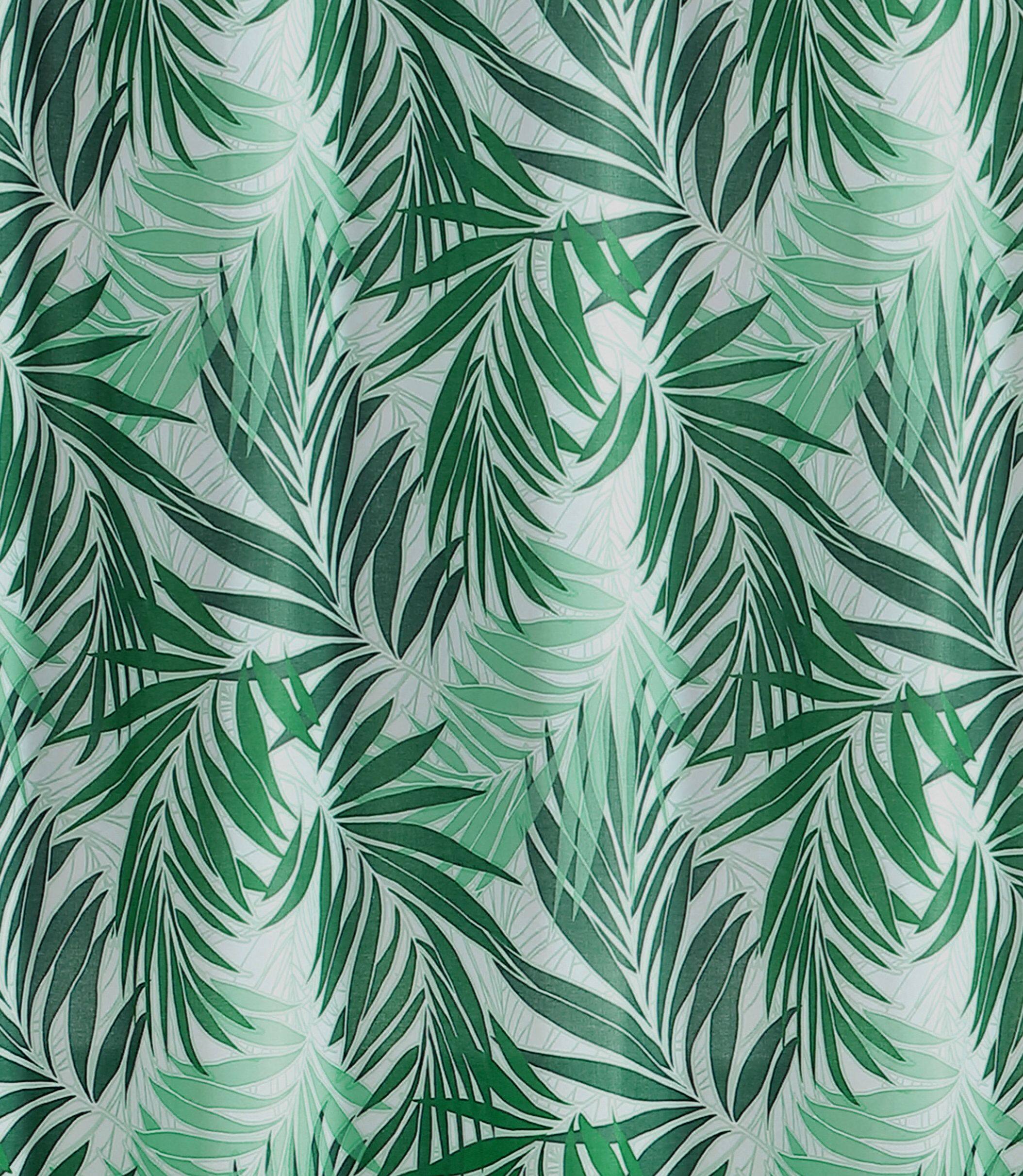 Left. Kate Aurora - Kate Aurora Tropical Rainforest Banana Fern Leaves Fabric Shower Curtain - Standard Size - Beige.