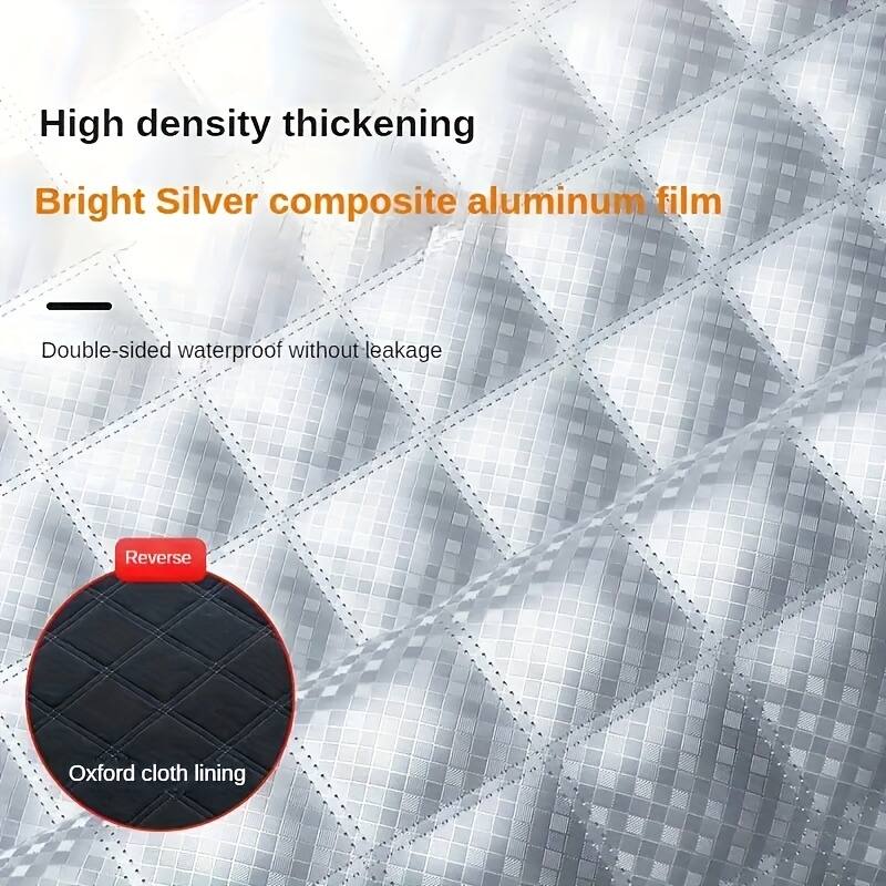 High density thickening  
Bright Silver composite aluminum film  

Double-sided waterproof without leakage  

Reverse  
Oxford cloth lining