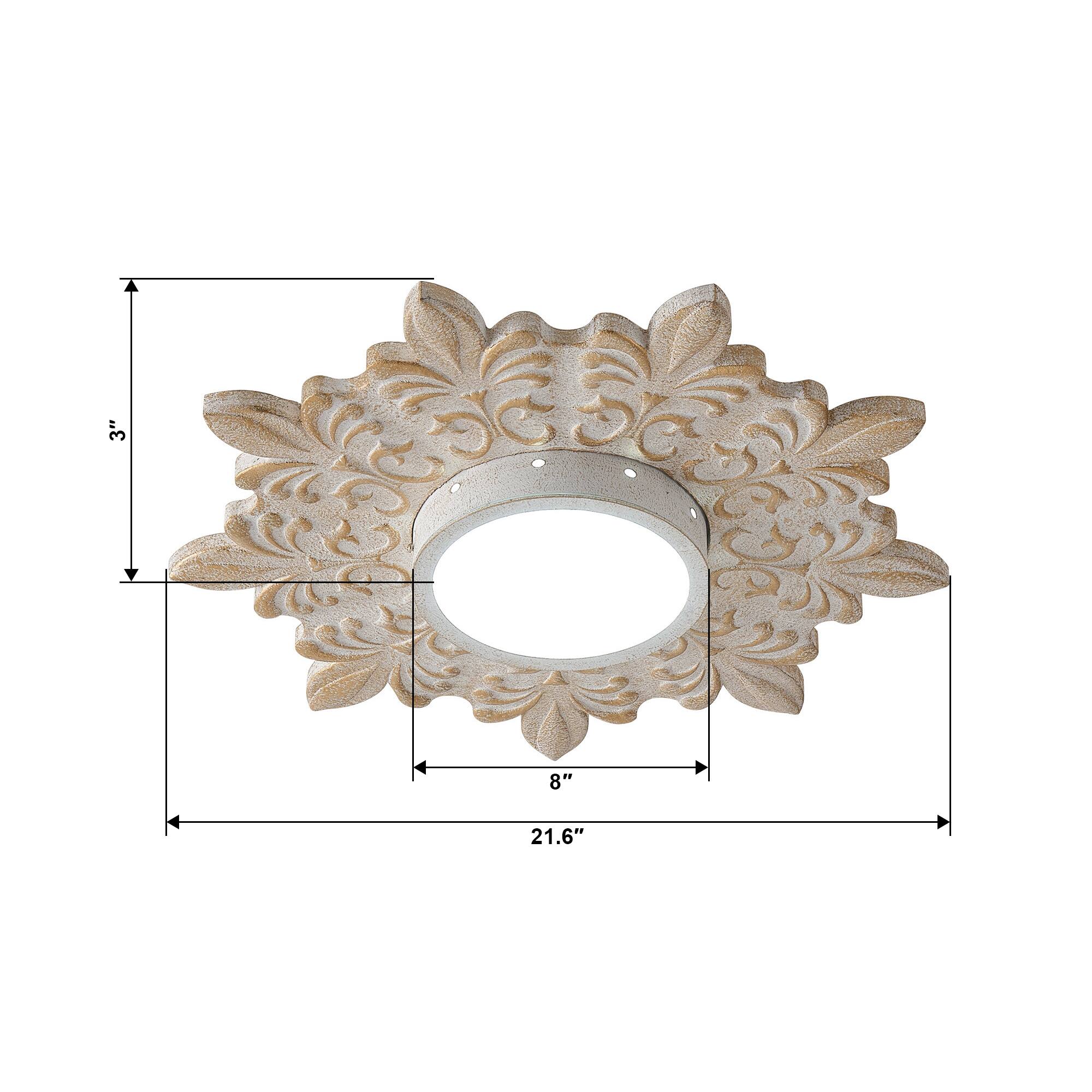 Alt View 6. Parrot Uncle - 21.6 in. Boho Distressed White Wood Dimmable Flush Mount Ceiling Light - Distressed White.