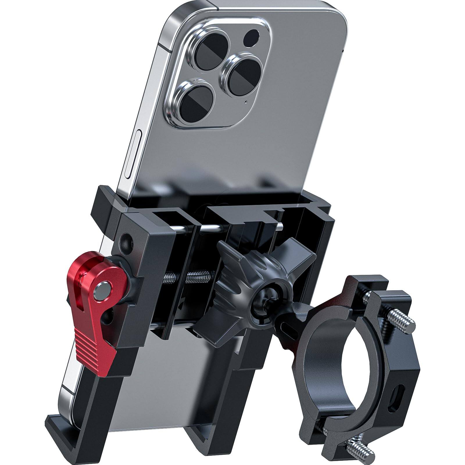 Front. HM 1810 - Bike Phone Mount Holder Aluminum Handlebar Mounted Cell For 360  Rotation Universal Bicycle 4 5  Phones - Upgrade-Black Red.