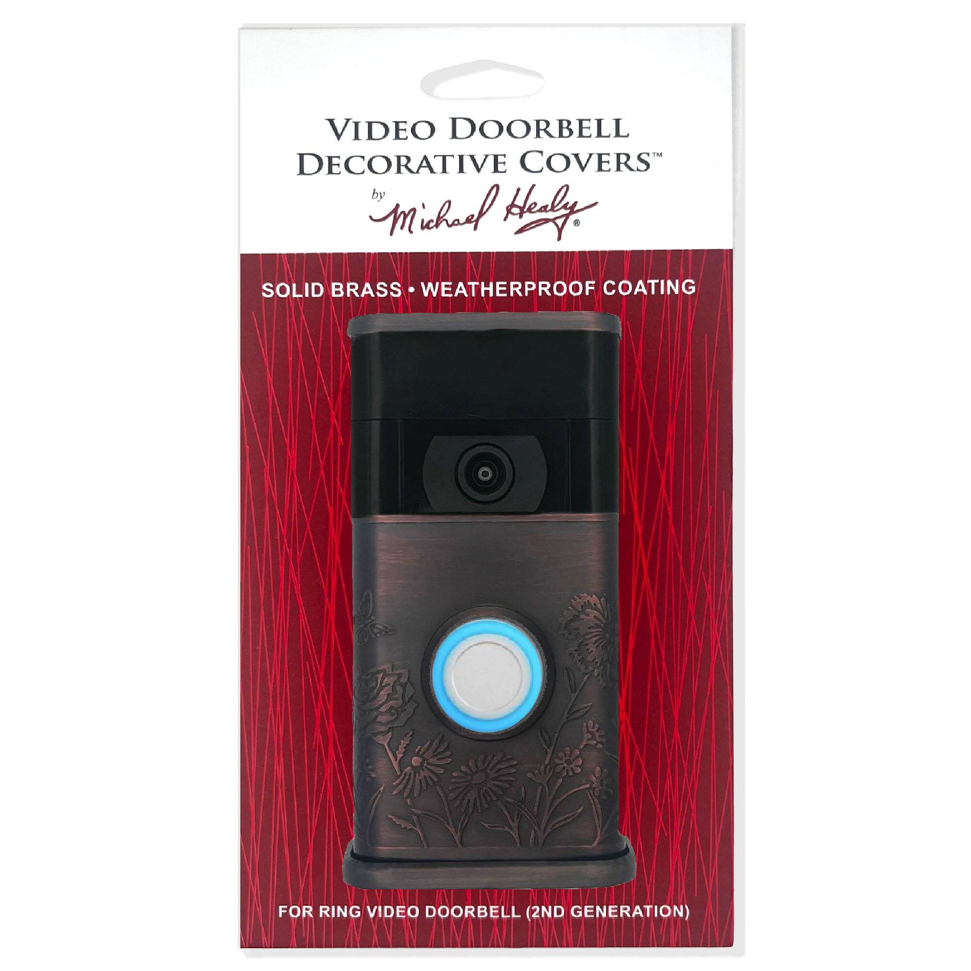 VIDEO DOORBELL DECORATIVE COVERS  
by Michael Hely  

SOLID BRASS • WEATHERPROOF COATING  

FOR RING VIDEO DOORBELL (2ND GENERATION)