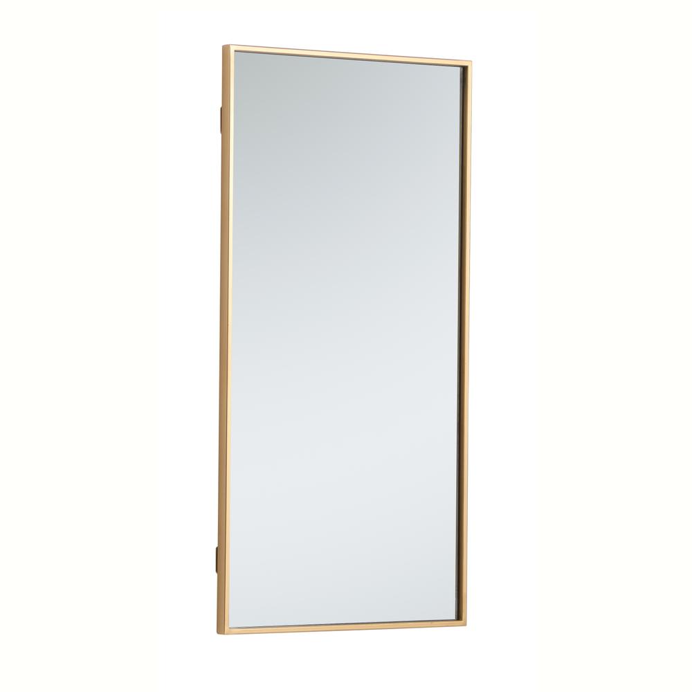 Alt View 3. Elegant Decor - Metal frame rectangle mirror 18 inch in Brass - Brass.