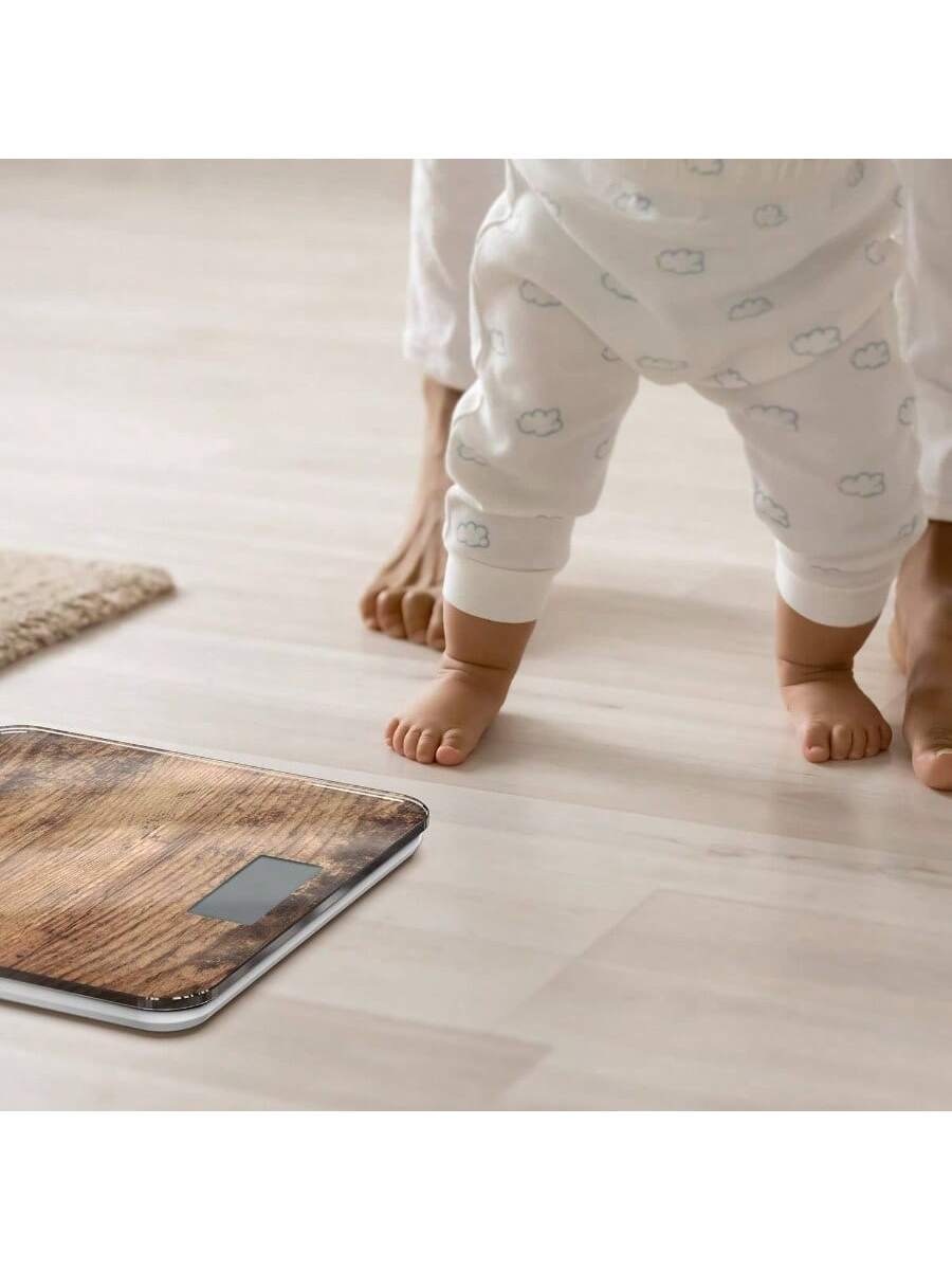 Alt View 4. Pacoar Cade - Digital scale tempered glass platform, smartphone app, 11.8×11.8 Platform ideal for bathroom use, with Auto-On/Auto-Off - Wood + 10.2\.