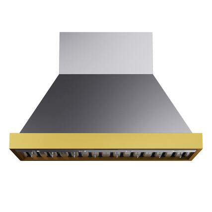 Front. Kucht - 48" Wall Mount Range Hood 900 CFM – Stainless Steel & Gold Accents - Stainless Steel & Gold.