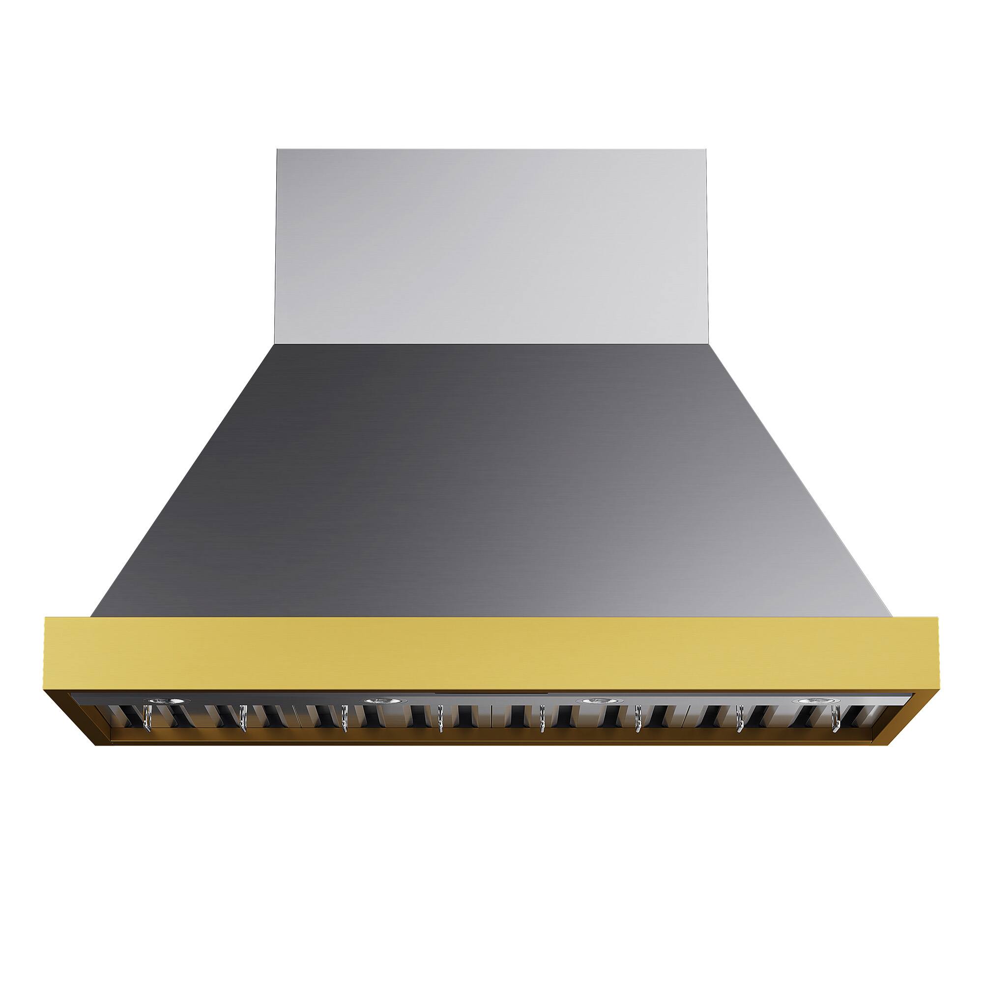 Front. Kucht - 48" Wall Mount Range Hood 900 CFM – Stainless Steel & Gold Accents - Stainless Steel & Gold.
