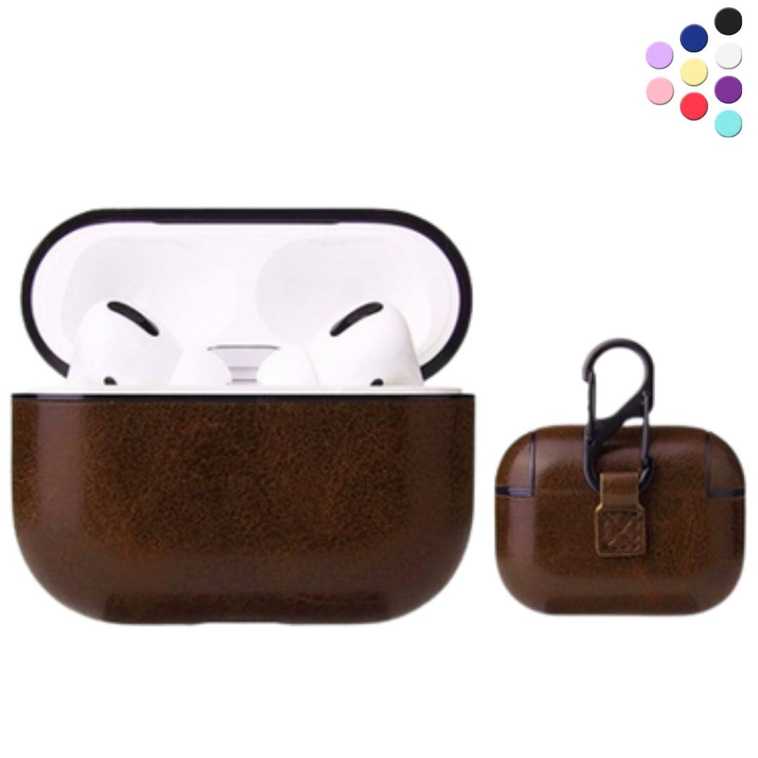 Angle. Entronix - Entronix Luxury Leather Case for AirPods Pro 1st and 2nd Generation - Brown.