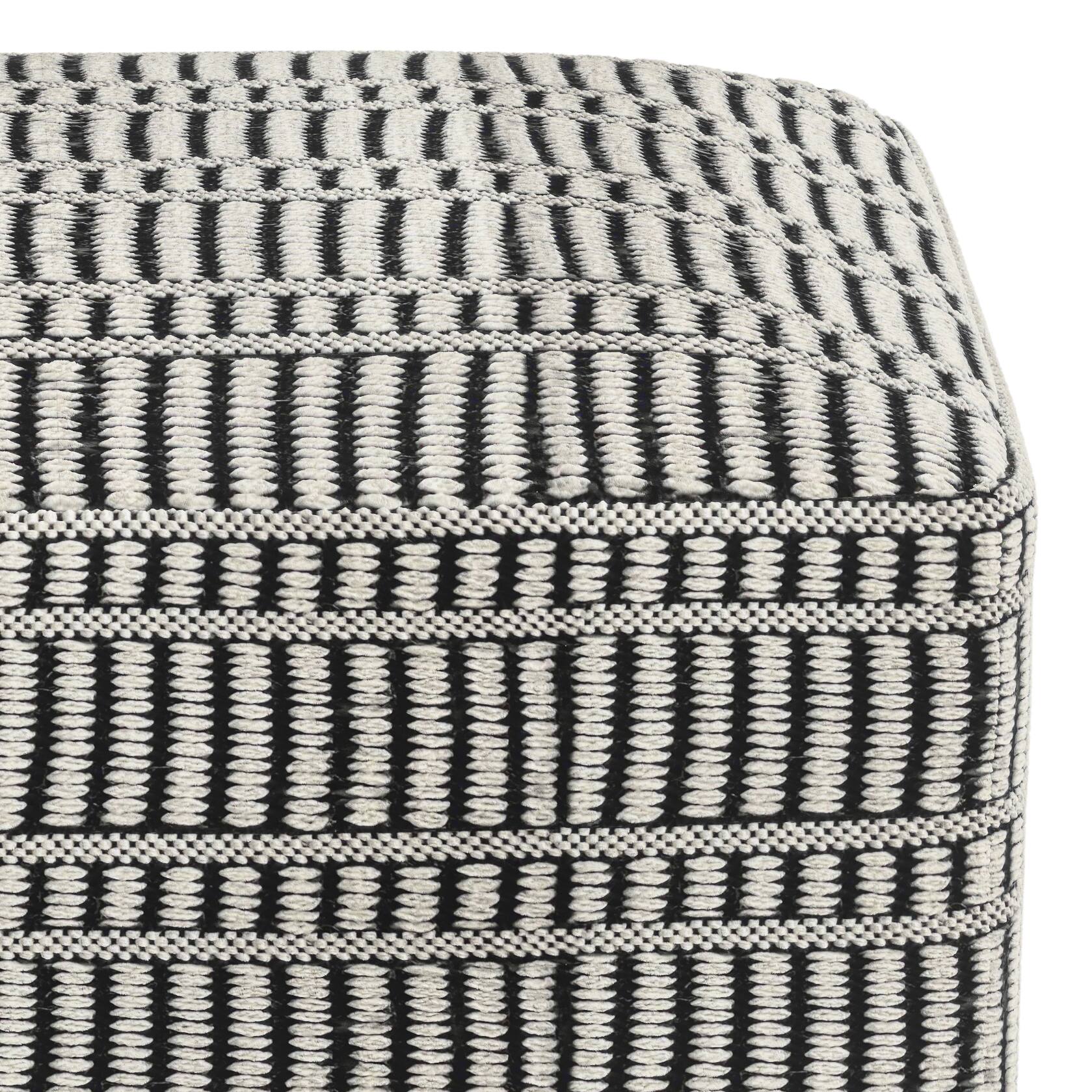 Alt View 12. Simpli Home - Safford Square Woven Pouf - Black and White.