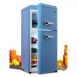 Akoasm - 3.5 Cu.ft Compact Refrigerator Mini Fridge with Freezer with 2 Door Adjustable Mechanical Thermostat - Blue
