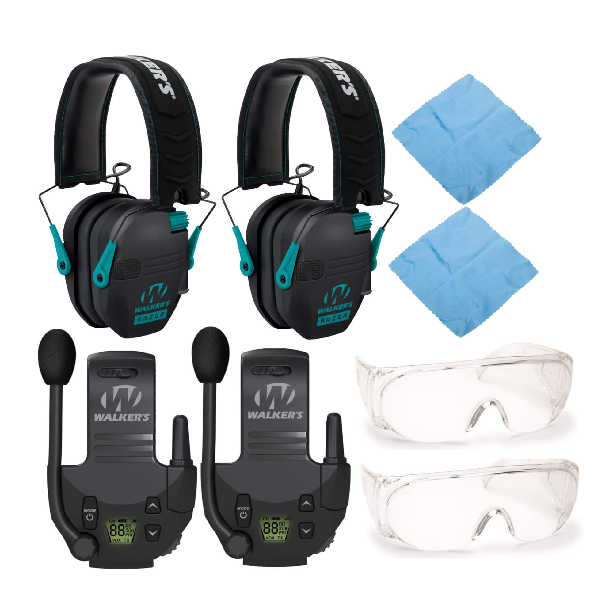 Walkers - Razor Shooting Muffs (2 Pack) with Accessory - Black/Teal
