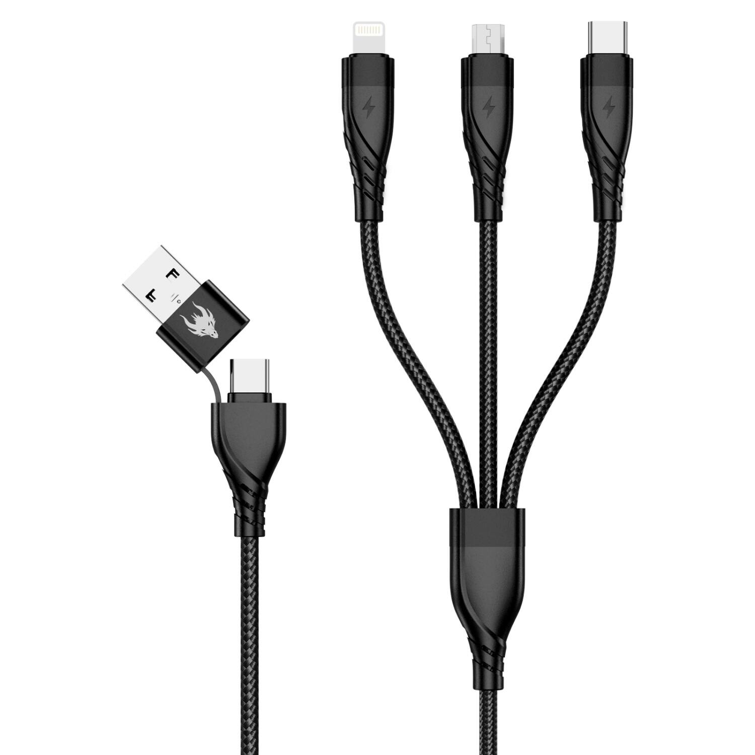 AmpNergy - PowerLines 5-in-1 Universal Charging Cable (L=4 FT) - Black