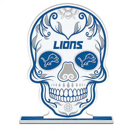 Front. UPI Marketing - Detroit Lions 10" Sugar Skull Standee - Multicolor.