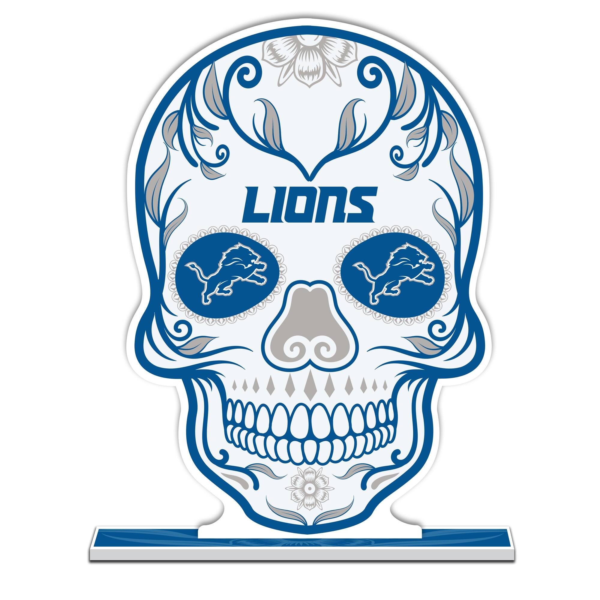Front. UPI Marketing - Detroit Lions 10" Sugar Skull Standee - Multicolor.