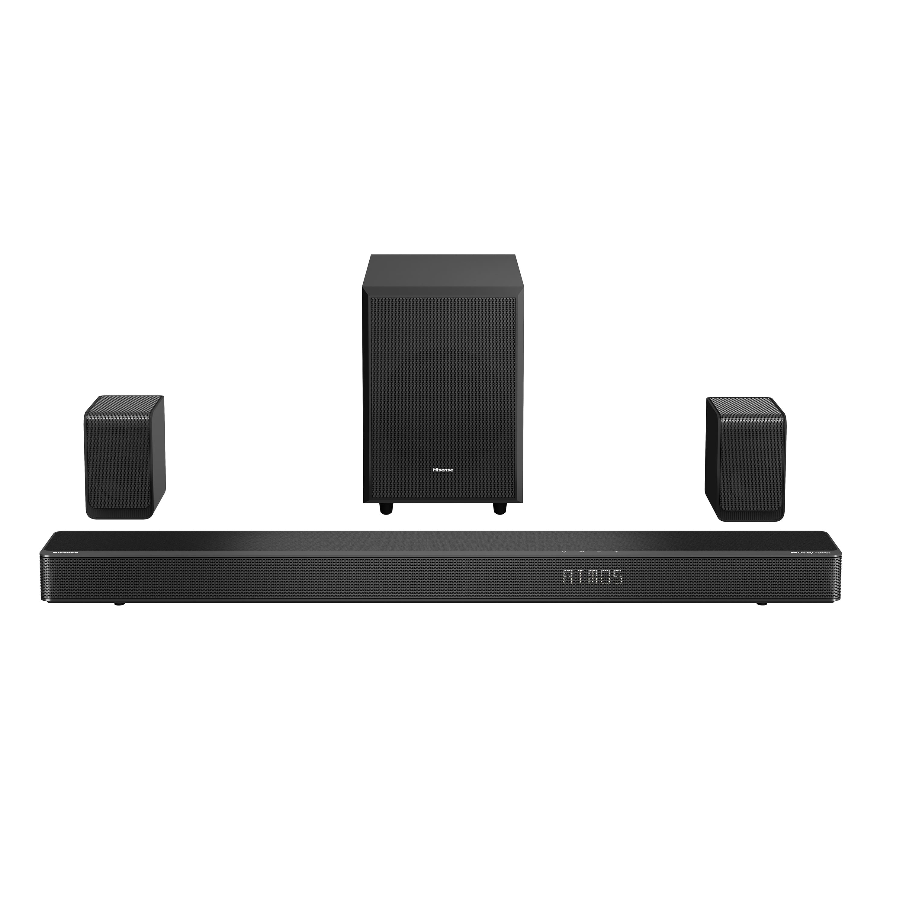 Hisense - 5.1.2 CH AX Series Dolby ATMOS Soundbar with Wireless Rear Satellite Speakers & Wireless Subwoofer - Black - Front_Zoom