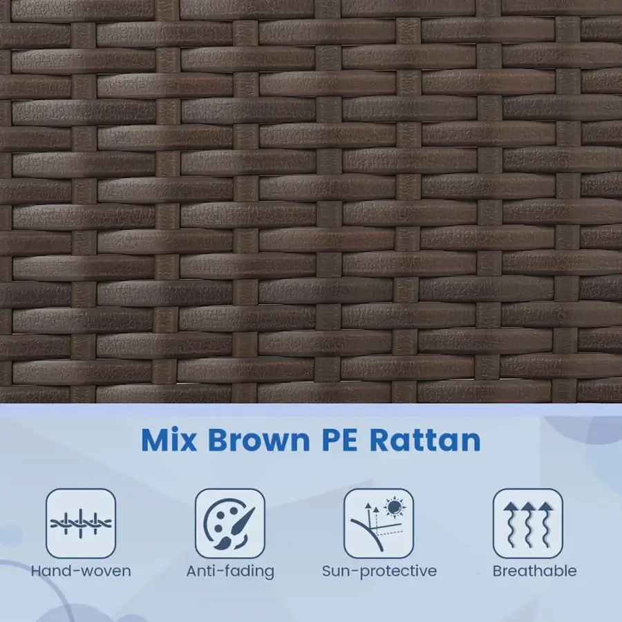 Mix Brown PE Rattan Hand-woven Anti-fading Sun-protective Breathable