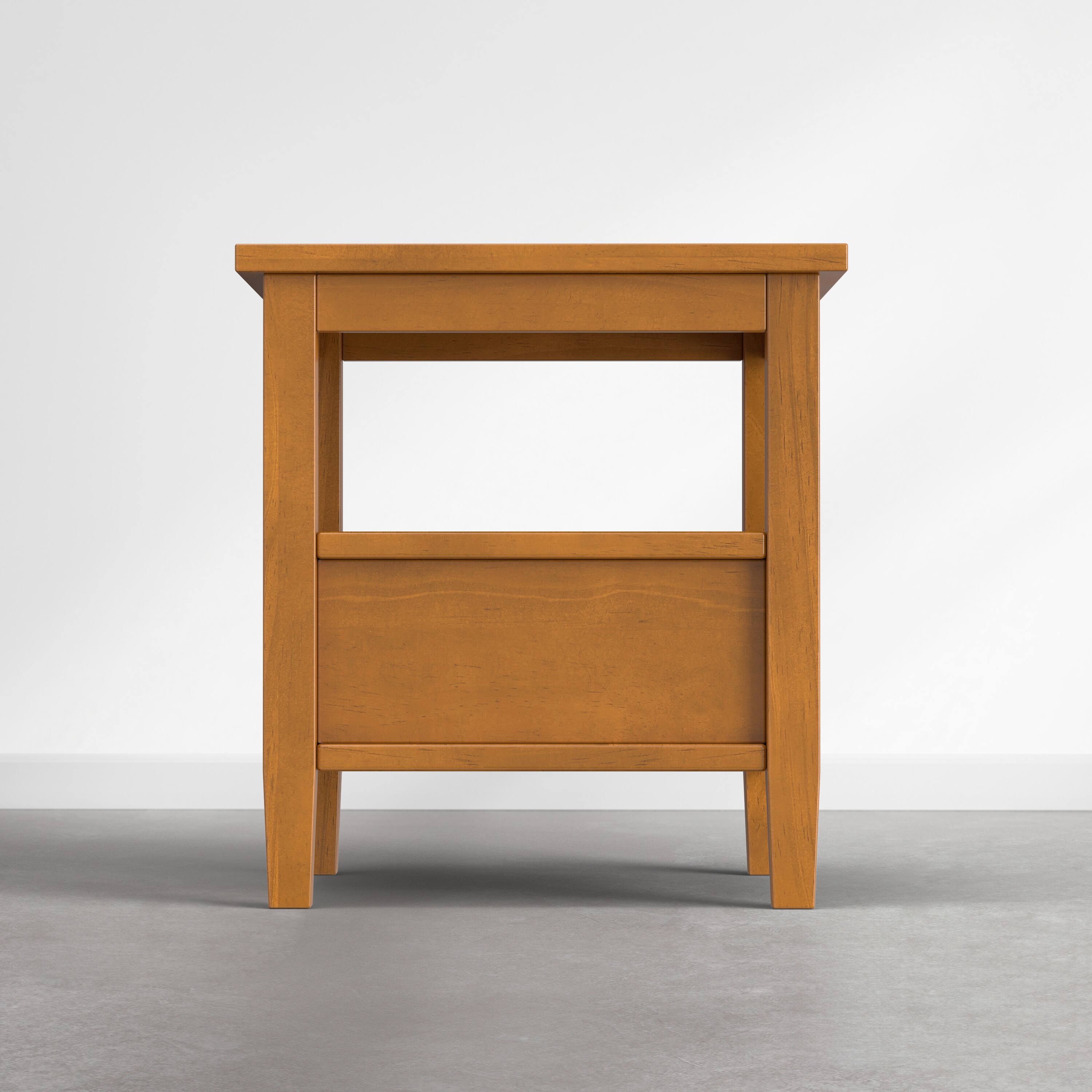 Back. Simpli Home - Warm Shaker 20 inch Wide Solid Wood End Table, Warm Honey Brown - Warm Honey Brown.