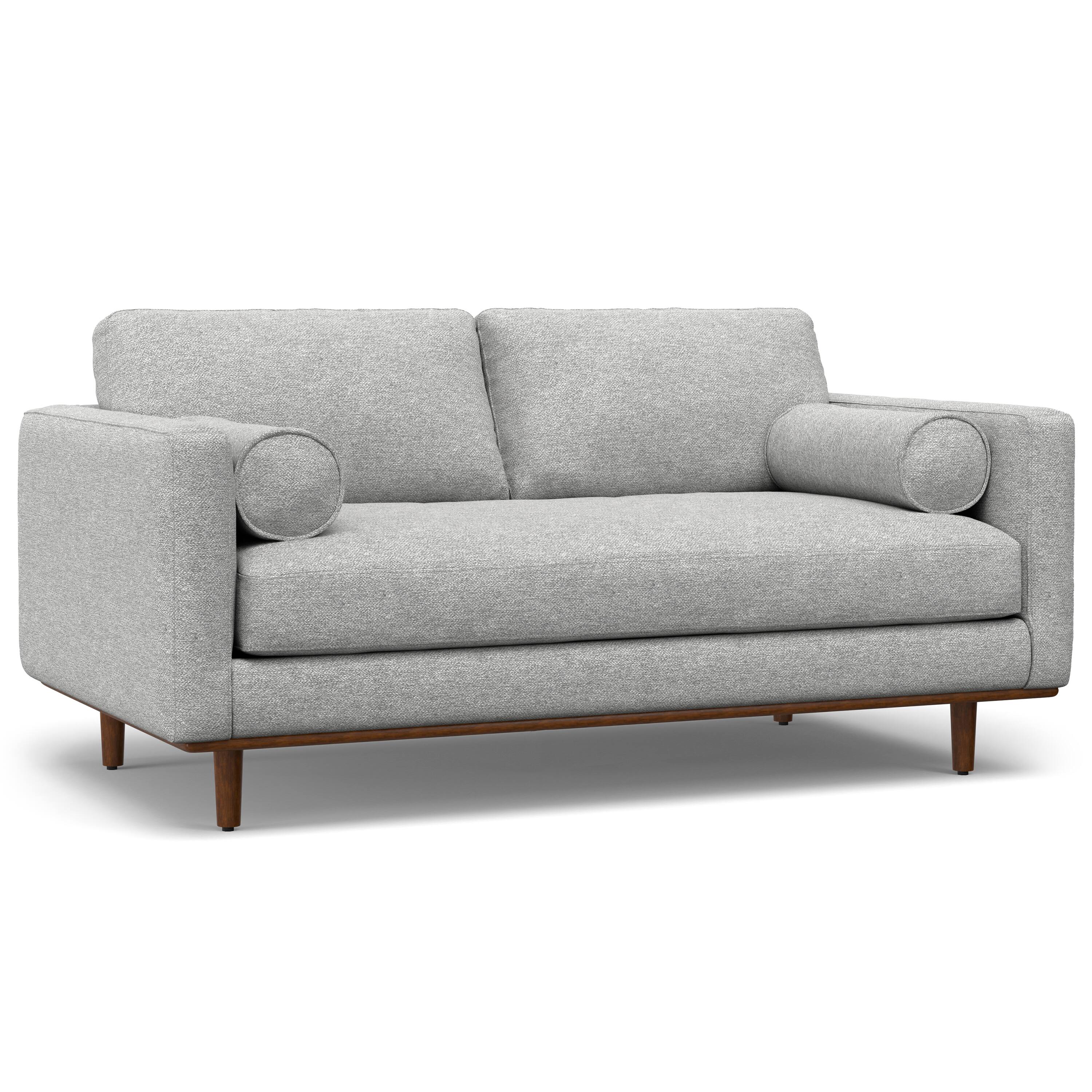 Back. Simpli Home - Morrison Mid-Century Modern 72 inch Wide Sofa with Ottoman Set in Mist Grey Tightly Woven Performance Fabric - Mist Grey.
